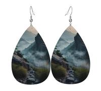 Soldati sulla scogliera Orecchini in pelle a forma di lacrima stampati | Design di fascia alta, orecchini di lusso leggeri