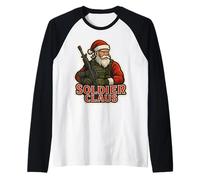 Soldato Claus Militare Santa Buon Natale Forze Armate Maglia con Maniche Raglan