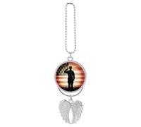 Soldato Saluting America Flag Car Hanging Ornament Rear View Mirror Pendant Lucky Presents Hanging Ornament Funny Car Pendant for Office Auto Home Decoration Silver style