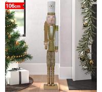 Soldato Schiaccianoci di Natale in Legno 106cm Decorazioni Addobbo Natalizio Oro