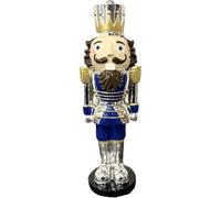 Soldato Schiaccianoci In Ceramica Blu Argento Parti Dipinti a Mano h30 cm
