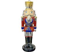 Soldato Schiaccianoci In Ceramica Rosso Blu Parti Dipinti a Mano h30 cm