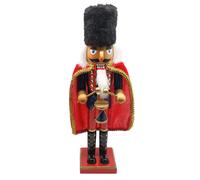 Soldato Schiaccianoci Natalizio H38 cm in Legno con Mantello e Tamburo Rosso e