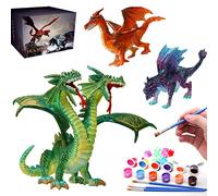 SOLDAY Drago Giocattoli Kit di pittura per bambini di età 3 6 5 7 9 12 Ragazzi Ragazze per dipingere le proprie figurine colorabili per feste di compleanno - Drago testa gemella