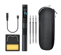 Soldering Iron HS-02B 100W Riscaldamento Rapido 2S 100-450°C Temperatura Preimpostata in 3 Gruppi Strumento Digitale Intelligente con Penna per Riparazioni 3 Punte di Saldatura Alimentazione DC 9-24V