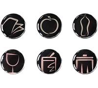 SoldiDesign Kit Adesivi Resina Rotondi, Nero e Cromo, 6 Pezzi
