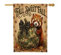 Soldier Fall Red Panda Front Yard Backyard Vertical House Flags 28x40 Double Sided per esterno, Camouflage autunno zucca foglia d'acero stampa bandiera casa, casa vacanze decorazione esterna