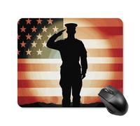 Soldier Saluting America Flag Square Mouse Pad Portatile Computer Mouse Pad con Base in Gomma Antiscivolo 25 * 30 cm Ultra-Sottile Gaming Mouse Mat per Computer Laptop Office Desk Accessori