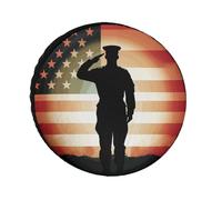 Soldier Saluting - Coperture per pneumatici con bandiera americana, impermeabili, anti UV, 61 cm, per asse singolo, per camper, camion, SUV, rimorchio, universale, per tutte le stagioni