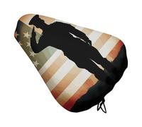 Soldier Saluting - Coprisedile per bicicletta con bandiera americana, morbido e imbottito, per uomo e donna, comodo, impermeabile, con coulisse, per esercizi
