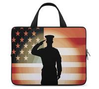 Soldier Saluting - Custodia protettiva per computer portatile da 10 pollici, motivo: bandiera americana, per viaggi d'affari o tablet