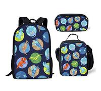 soldwellsd Campus - Set di 3 zaini per la scuola per bambini, con matite e borse per il pranzo, Modello-13, Taglia unica