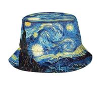 soldwellsd Cappello da pescatore per donne e uomini, con stampa alla moda, cappello da spiaggia per esterni, pieghevole, per viaggi ed escursioni, Van Gogh Notte stellata 1, Taglia unica