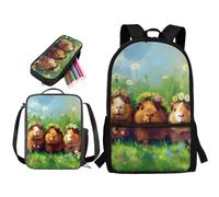 soldwellsd Set di zaino per la scuola con stampa tigre bianca, set con borsa per il pranzo per bambini, ragazzi e ragazze, zaino leggero da 43 cm e astuccio per la scuola materna, Graziosa margherita