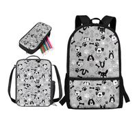 soldwellsd Set zaino per bambini da 17 pollici con stampa lupo, borsa per la scuola e borsa per il pranzo per la scuola materna, set grande e leggero con astuccio per ragazzi, Osso della zampa di cane
