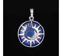 Sole & amp; Ciondolo Luna Pietra Naturale Onice Nero Viola Diaspro Rosso Sabbia Blu Perline di Quarzo per Creazione di Gioielli Collana Donna Uomo Gioielleria Vita Quotidiana,Lapislazzuli,Taglia Uni