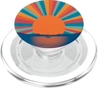 Sole Barca Mare Retro Colori Tramonto Motivo Stampa PopSockets PopGrip per MagSafe
