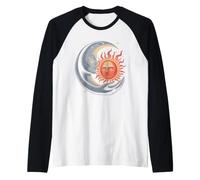 Sole Celeste & Abbraccio Luna - Arte mistica Armonia Cosmica Maglia con Maniche Raglan