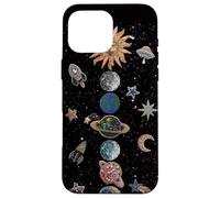 Sole Celeste Luna e Stelle Mosaico Collage Y2K Grafica Custodia per iPhone 16 Pro Max