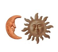 Sole con raggi Cm 45 e Luna in terracotta interno esterno balcone Deruta