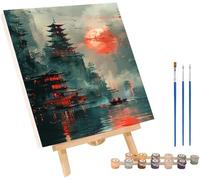 Sole Dipingere con i Numeri Adulti con Telaio, Paint by Numbers Architettura, DIY Dipingere con i Numeri Kit con 3 Pennelli e Vernice Acrilica, per Decorazione Casa, Regalo Donna 50x65cm 7-3196