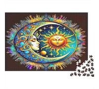 Sole e Luna - Carta pesante - Sole e luna con volti nel cerchio - Puzzle - Regalo per bambini adatto ai principianti - 52x38cm/1000 pezzi