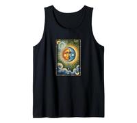Sole e Luna Celeste Boho Mistico Hippie Anni '90 Canotta