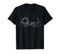 Sole E Luna Mani Celeste Line Art Witchy Boho Maglietta con Stampa Grafica Economica