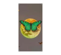 Sole e Luna Verde Falena Copertura Della Porta Banner 90x180cm Festone Festone Stagionale Cartello di Benvenuto Decorazione Verticale Porta Appeso Per Portico Ingresso Giardino Decor