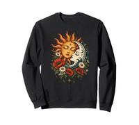 Sole e Luna Volti Fiori Vintage Boho Celeste Art Felpa
