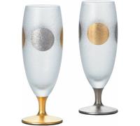 Sole Luna Giapponese Vetro Sake Coppa Set Guinomi Nihonshu Color Oro Argento