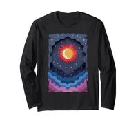 Sole Luna Stelle Notte Nuvole Morbide Celeste Cosmo Cielo Maglia a Manica