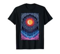 Sole Luna Stelle Notte Nuvole Morbide Celeste Cosmo Cielo Maglietta