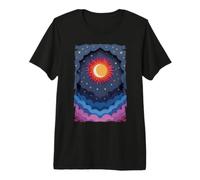 Sole Luna Stelle Notte Nuvole Morbide Celeste Cosmo Cielo Maglietta Premium
