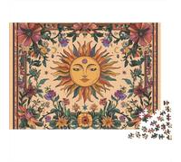 Sole vintage Puzzle 1000Pcs Splendida composizione floreale Decorazione Per La Casa. Rilassamento E Intelligence Per Adulti E Bambini Da 14 Anni 52x38cm/1000pcs