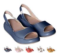 Solea Cushioned Sandals Ultra-soft cushioned footbed, Minimalist Sandals Lightweight Slip-On Peep-Toe Sandal, for Women (Blue,40)