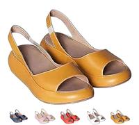 Solea Cushioned Sandals Ultra-soft cushioned footbed, Minimalist Sandals Lightweight Slip-On Peep-Toe Sandal, for Women (Yellow,38)