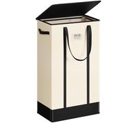 SOLEDI 75L Cesto Biancheria Sporca con Coperchio, Cesta Portabiancheria Stretto con Maniglie per i vestiti, Cesta Panni Sporchi per il Bagno, La Camera da Letto, La Lavanderia, Beige