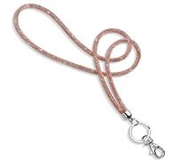 Soleebee Cordino per carte di credito, con strass, con anello portachiavi, collana da donna, kit per portachiavi, porta carte d'identità (champagne)