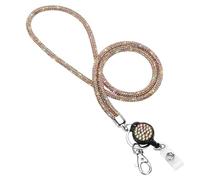 Soleebee Cordino per carte di credito, con strass, con portachiavi, collana da donna, kit per portachiavi, porta carte d'identità (champagne con carta d'identità JoJo)