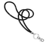 Soleebee Cordino per carte di credito, con strass, con portachiavi, collare di cristallo, collana da donna, kit per portachiavi, porta carte d'identità (nero)