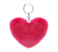 Soleebee Portachiavi in Morbida Pelliccia Artificiale Cuore D'amore Soffice Auto Portachiavi Pompon Fascino Accessori per Borse e Personalizzare Zaino per le Donna Ragazze (Rosso)