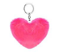 Soleebee Portachiavi in Morbida Pelliccia Artificiale Cuore D'amore Soffice Auto Portachiavi Pompon Fascino Accessori per Borse e Personalizzare Zaino per le Donna Ragazze (Rosa caldo)
