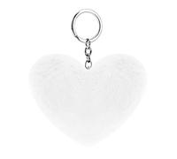 Soleebee Portachiavi in Morbida Pelliccia Artificiale Cuore D'amore Soffice Auto Portachiavi Pompon Fascino Accessori per Borse e Personalizzare Zaino per le Donna Ragazze (Bianca)