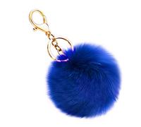 Soleebee Portachiavi in Morbida Pelliccia Artificiale Palla Soffice Auto Portachiavi Pompon Fascino Accessori per Borse e Personalizzare Zaino per le Donna Ragazze (Blu scuro)