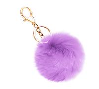 Soleebee Portachiavi in Morbida Pelliccia Artificiale Palla Soffice Auto Portachiavi Pompon Fascino Accessori per Borse e Personalizzare Zaino per le Donna Ragazze (Viola chiaro)