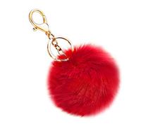 Soleebee Portachiavi in Morbida Pelliccia Artificiale Palla Soffice Auto Portachiavi Pompon Fascino Accessori per Borse e Personalizzare Zaino per le Donna Ragazze (Rosso)