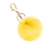 Soleebee Portachiavi in Morbida Pelliccia Artificiale Palla Soffice Auto Portachiavi Pompon Fascino Accessori per Borse e Personalizzare Zaino per le Donna Ragazze (Giallo)