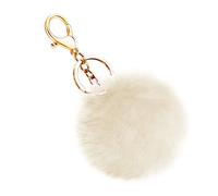 Soleebee Portachiavi in Morbida Pelliccia Artificiale Palla Soffice Auto Portachiavi Pompon Fascino Accessori per Borse e Personalizzare Zaino per le Donna Ragazze (Beige)