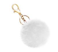 Soleebee Portachiavi in Morbida Pelliccia Artificiale Palla Soffice Auto Portachiavi Pompon Fascino Accessori per Borse e Personalizzare Zaino per le Donna Ragazze (Bianca)